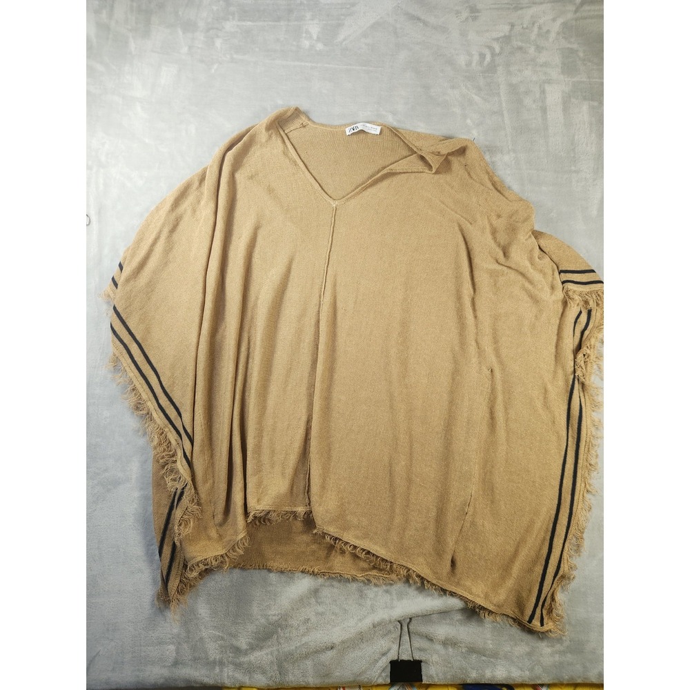 Zara Kaftan Women‎ Medium Beige Linen Boho TBatwing Beach Hippie Oversized